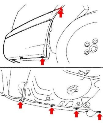 schéma de montage du pare-chocs arrière Subaru Legacy (1998-2003)