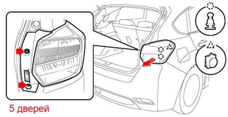 schema di montaggio per fanale posteriore Subaru XV crostrek