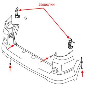 Montageplan für die hintere Stoßstange des Suzuki APV