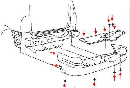 schema montaggio paraurti posteriore Chevrolet Tracker (1998-2004)