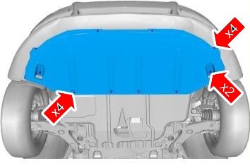 Diagrama de montaje del parachoques delantero del Volvo C30