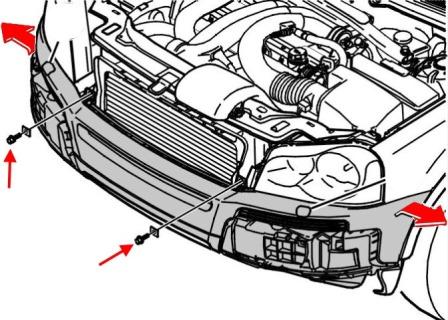 schéma de montage du pare-chocs avant Volvo XC90 (2002-2014)
