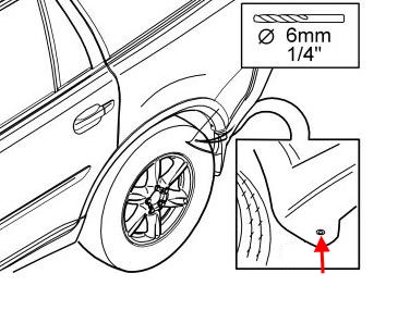 the scheme of fastening of the rear bumper Volvo XC90 (2002-2014)