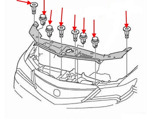 Schema di montaggio del paraurti anteriore Acura ILX