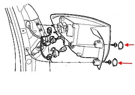 Schema di montaggio fanale posteriore Acura MDX (2006-2013)