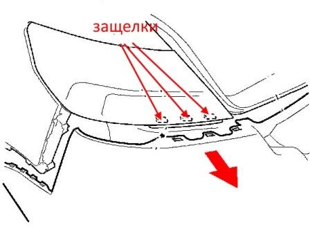 Schéma de montage du pare-chocs arrière Acura TL (2008-2014)