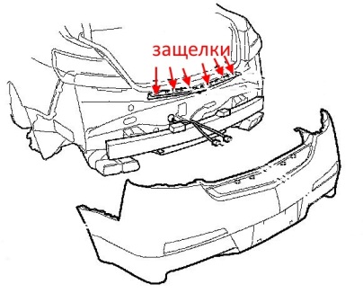 schema montaggio paraurti posteriore Acura TL (2008-2014)