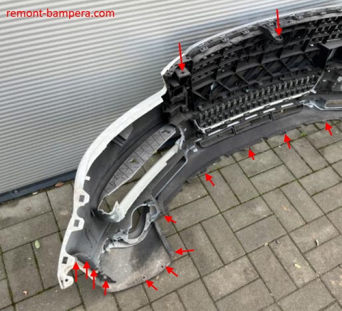 points de fixation du pare-chocs avant Audi Q7 I 4L (2005-2015)