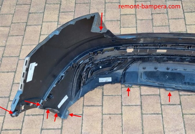 места крепления заднего бампера Audi Q8 I (2018+)