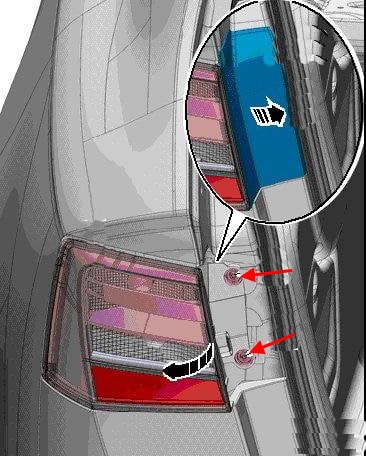 Rear light attachment diagram Audi A6 IV C7 (2011-2018)