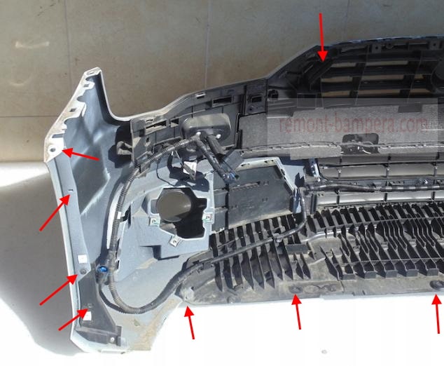 attachment points of the front bumper Audi A7 I 4G (2010-2018)