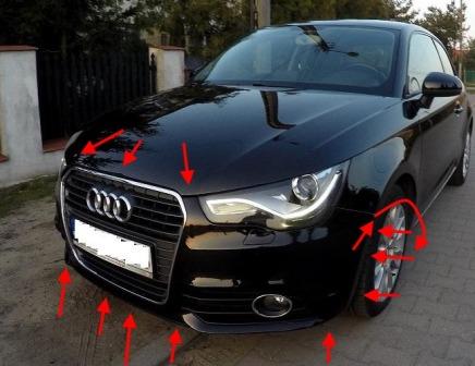 mounting points for the front bumper Audi A1 I (8X) (2010-2018)