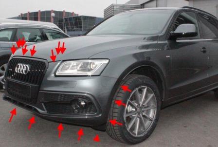 mounting points for the front bumper Audi Q5 I 8R (2008-2017)