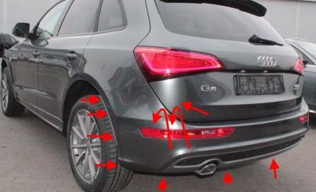 mounting points for the rear bumper Audi Q5 I 8R (2008-2017)