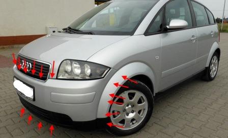 mounting points for the front bumper AUDI A2