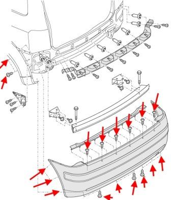 Montageplan für die hintere Stoßstange AUDI A2