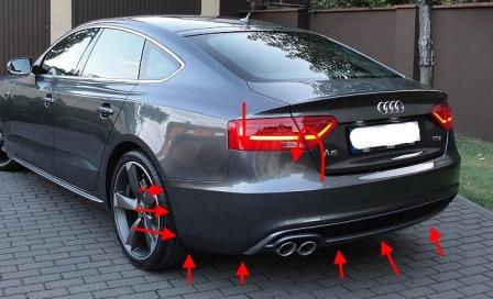 mounting points for the rear bumper Audi A5 I (8T/8F) (2007-2016)