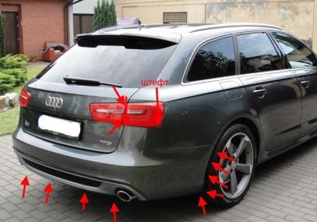 mounting points for the rear bumper AUDI A6 C7