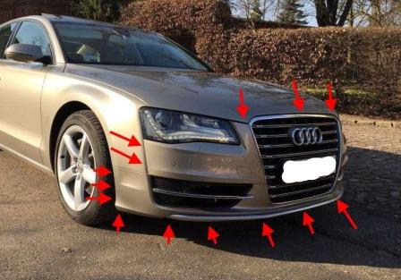 mounting points for the front bumper Audi A8 III D4 (2009-2017)