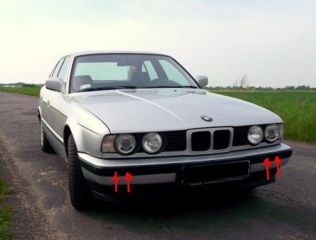 точки крепления переднего бампера BMW 5-series E34