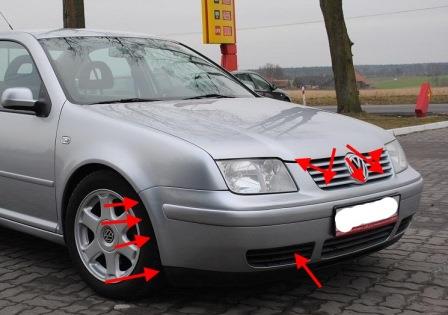 punti di attacco paraurti anteriore VW BORA