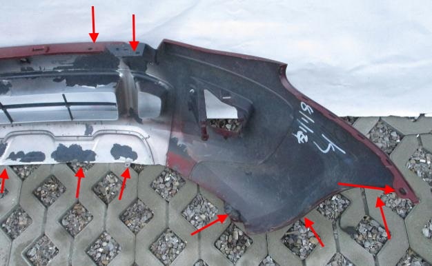 punti di attacco paraurti anteriore Ford Ranger (2011-2015)