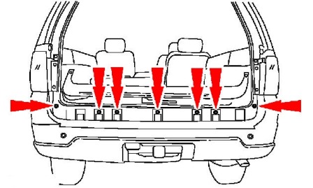 schema montaggio paraurti posteriore Ford Expedition II (2003 - 2006)