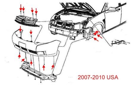 schema montaggio paraurti anteriore Ford Focus 2 (2007-2010)