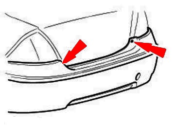 scheme of fastening of a back bumper Ford Mondeo Mk3 (2000-2007)