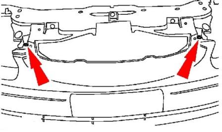 the scheme of mounting front bumper Ford Taurus (2000-2007)