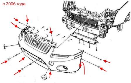 schema montaggio paraurti anteriore Ford Tourneo / Transit Connect (2002-2013)
