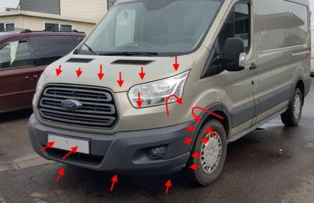 punti di attacco paraurti anteriore Ford Transit (dal 2013)