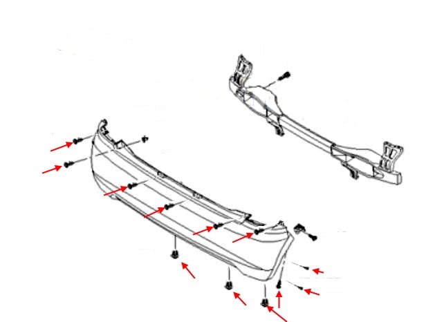 Schema di montaggio paraurti posteriore Kia Picanto / Morning I (SA) (2004-2010)