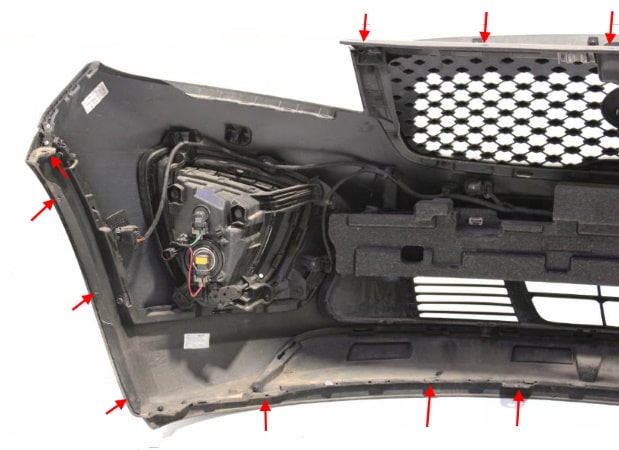 punti di attacco paraurti anteriore Kia Sorento III UM (2014-2020)