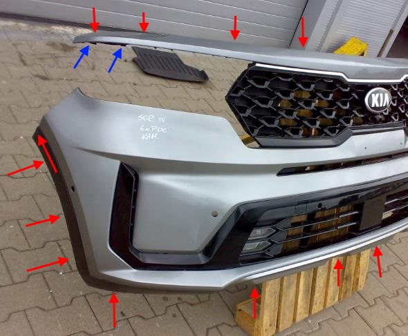 Kia Sorento IV MQ (2020+) front bumper attachment points