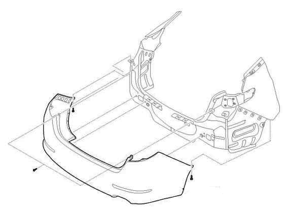 Schema montaggio paraurti posteriore KIA Optima III / K5 TF (2010-2015)