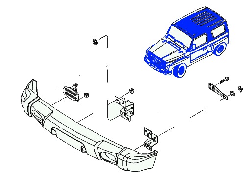 Schema di montaggio del paraurti anteriore KIA Retona