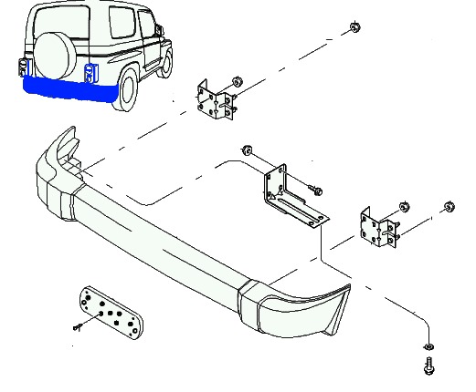 Schema di montaggio del paraurti posteriore KIA Retona