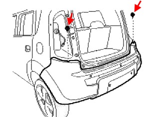 Schema di montaggio del paraurti posteriore Kia Soul I (2008-2014)