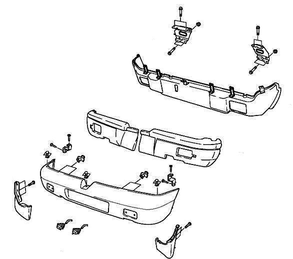 the scheme of fastening of the rear bumper Kia Sportage I NB (1993-2004)
