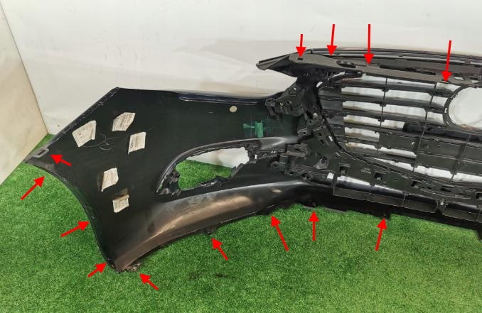 места крепления переднего бампера Mazda 3 III (BM) (2014-2018)