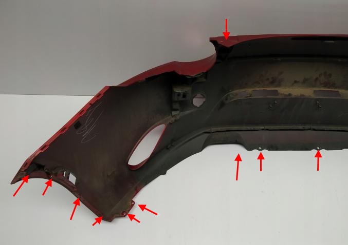 punti di attacco del paraurti posteriore Mazda MX-5 IV ND (Miata) 2015+