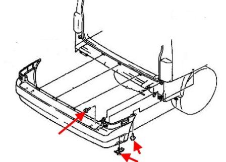 schema montaggio paraurti posteriore MAZDA MPV (1989-1999)