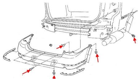 diagram of rear bumper MAZDA MPV (1999-2006)