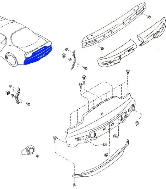 Schema di montaggio del paraurti posteriore MAZDA RX-7