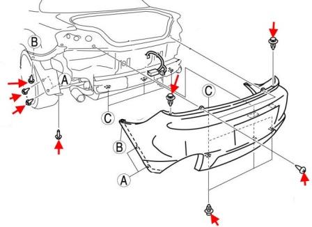 Schema di montaggio del paraurti posteriore MAZDA RX-8