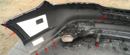 the attachment of the rear bumper Mercedes CLA-Class C117
