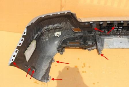 points de fixation pour le pare-chocs arrière Mercedes Classe GLK X204