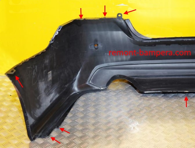 points de fixation du pare-chocs arrière Nissan Altima V (L33) (2012-2018)