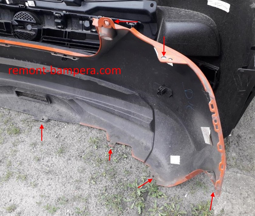 points de fixation du pare-chocs arrière Nissan Micra V K14 (2017-2023)